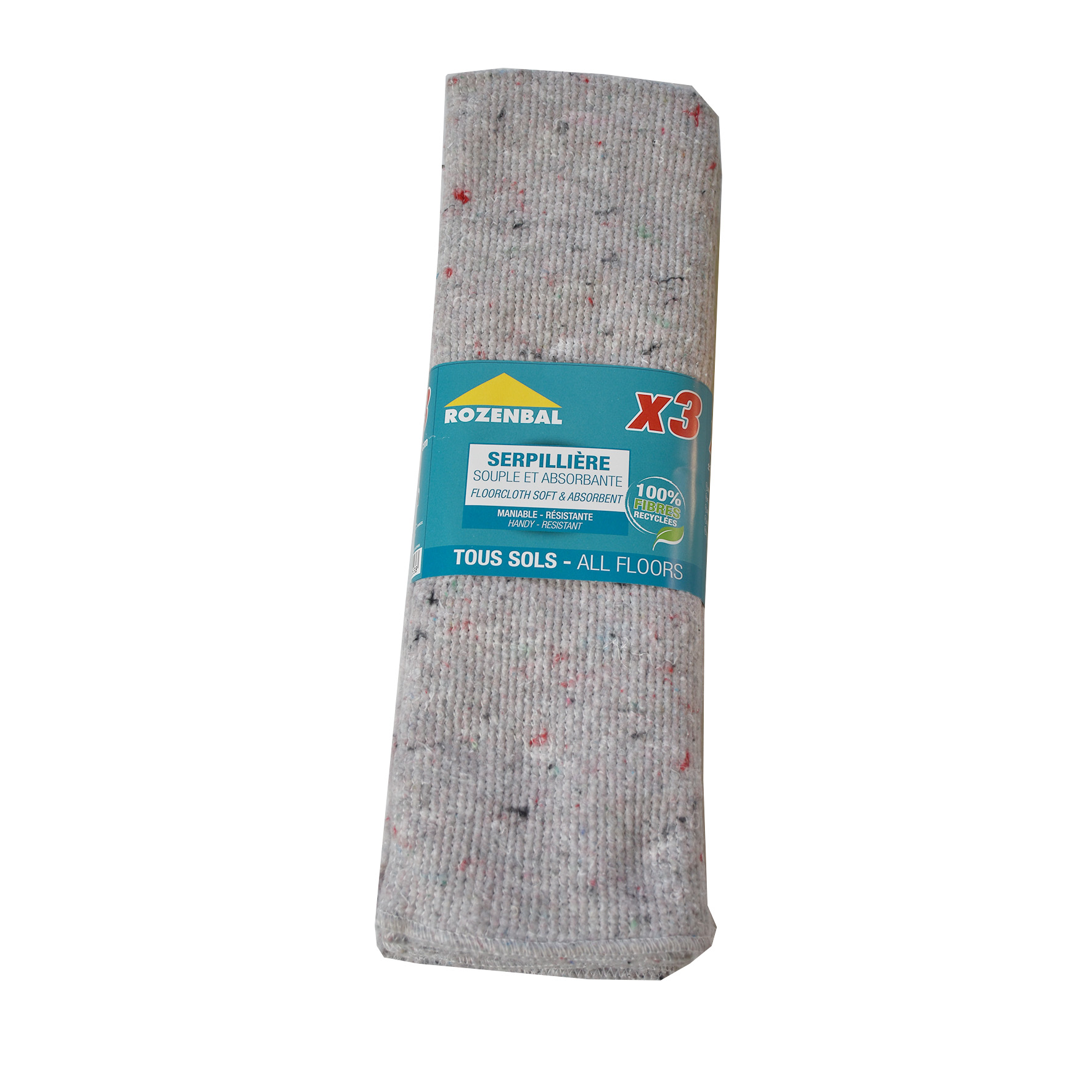 SERPILLIERES NON TISSEE en Fibres recyclées 80X50CM X3 - Gris - ROZENBAL